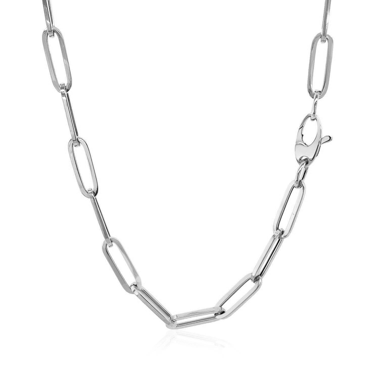 14k White Gold Bold Paperclip Chain (4.2 mm)-Teresa&#39;s Fashionista LLC