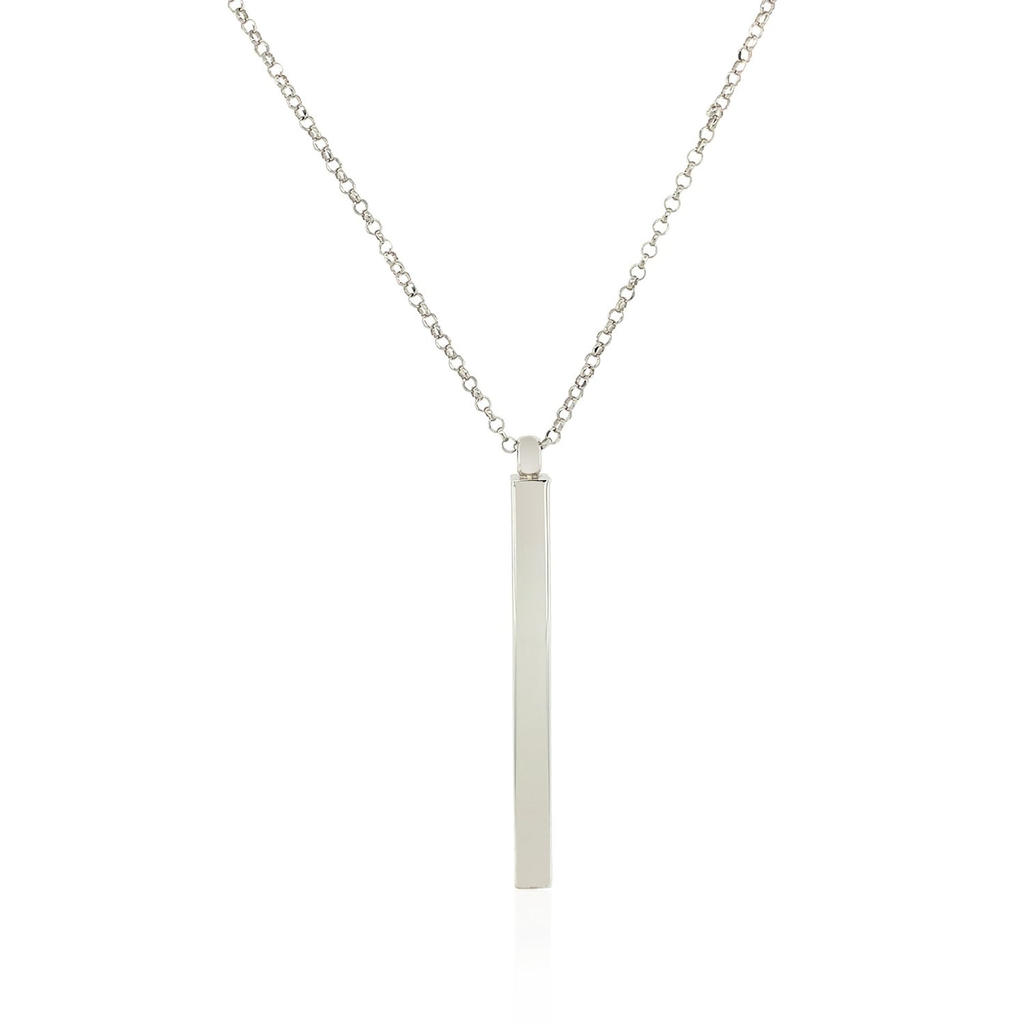 Sterling Silver 24 inch Necklace with Long Polished Bar Pendant-Teresa&#39;s Fashionista LLC