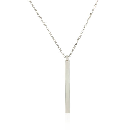 Sterling Silver 24 inch Necklace with Long Polished Bar Pendant-Teresa&#39;s Fashionista LLC