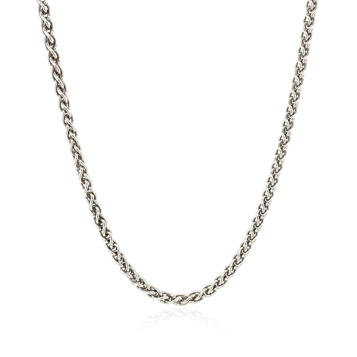 Sterling Silver Rhodium Plated Wheat Chain 2.6mm-Teresa&#39;s Fashionista LLC