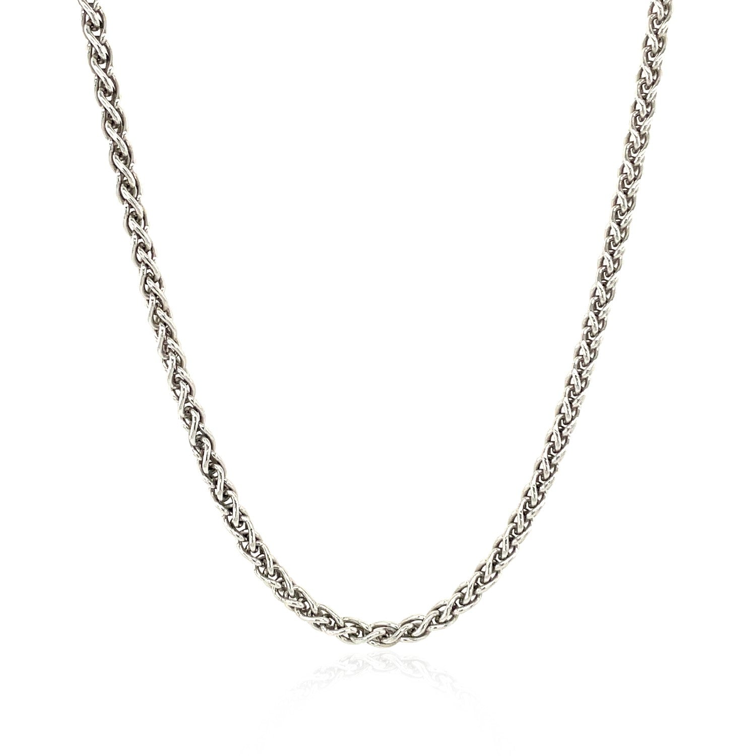 Sterling Silver Rhodium Plated Wheat Chain 2.6mm-Teresa&#39;s Fashionista LLC