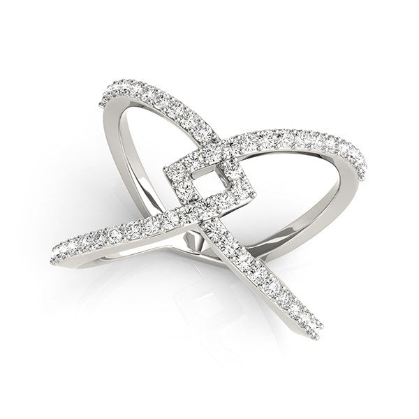 14k White Gold Fancy Entwined Design Diamond Ring (1/2 cttw)-Teresa&#39;s Fashionista LLC