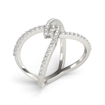 14k White Gold Fancy Entwined Design Diamond Ring (1/2 cttw)-Teresa&#39;s Fashionista LLC