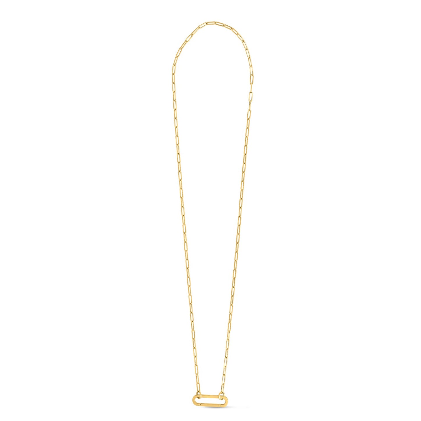 14k Yellow Gold Elongated Link Paperclip Necklace-Teresa&#39;s Fashionista LLC