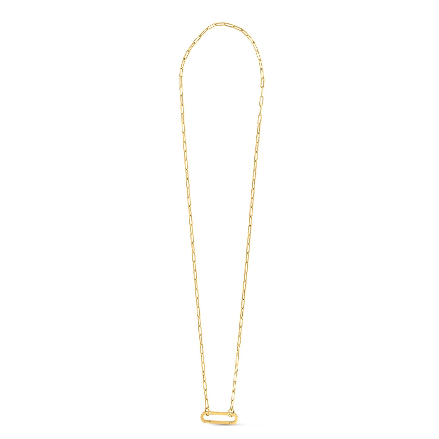 14k Yellow Gold Elongated Link Paperclip Necklace-Teresa&#39;s Fashionista LLC