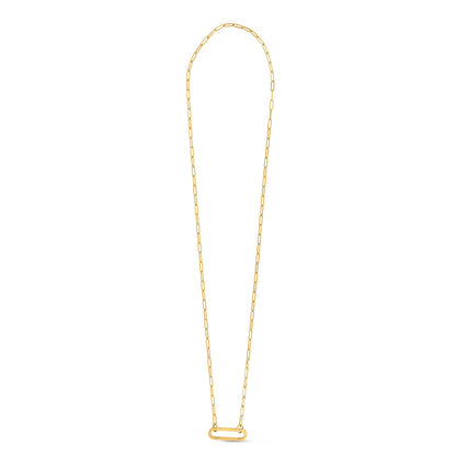 14k Yellow Gold Elongated Link Paperclip Necklace-Teresa&#39;s Fashionista LLC