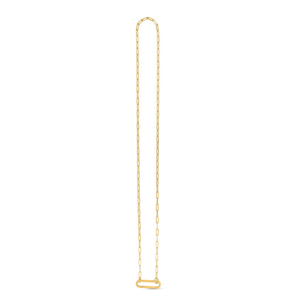 14k Yellow Gold Elongated Link Paperclip Necklace-Teresa&#39;s Fashionista LLC