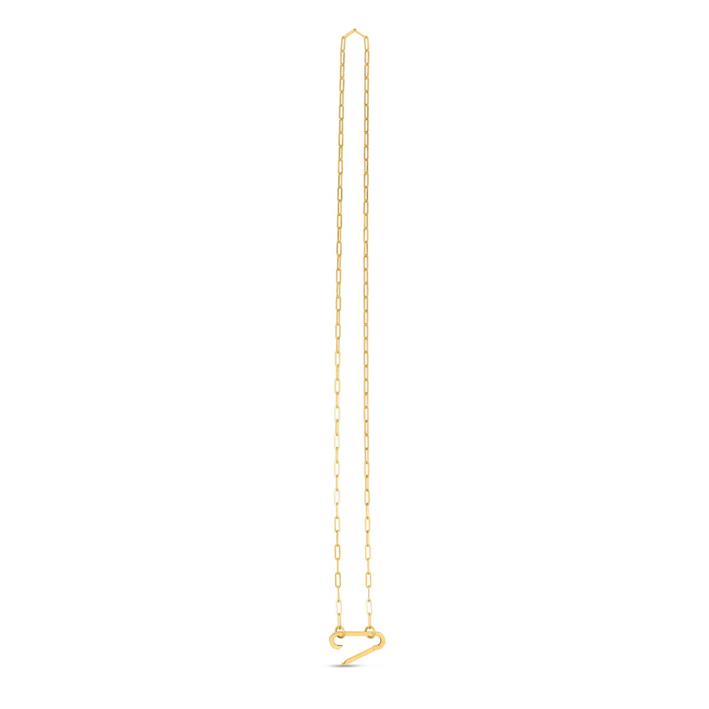 14k Yellow Gold Elongated Link Paperclip Necklace-Teresa&#39;s Fashionista LLC