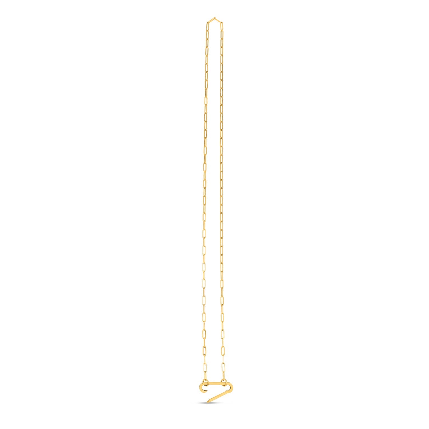 14k Yellow Gold Elongated Link Paperclip Necklace-Teresa&#39;s Fashionista LLC