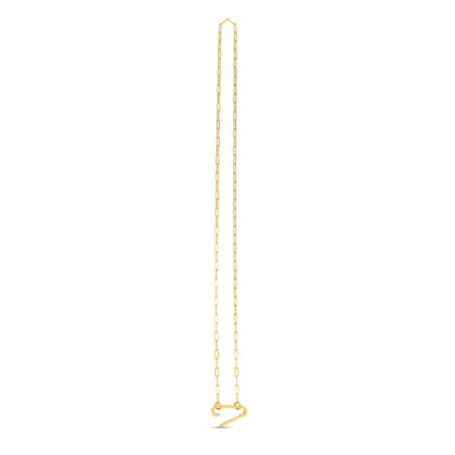 14k Yellow Gold Elongated Link Paperclip Necklace-Teresa&#39;s Fashionista LLC