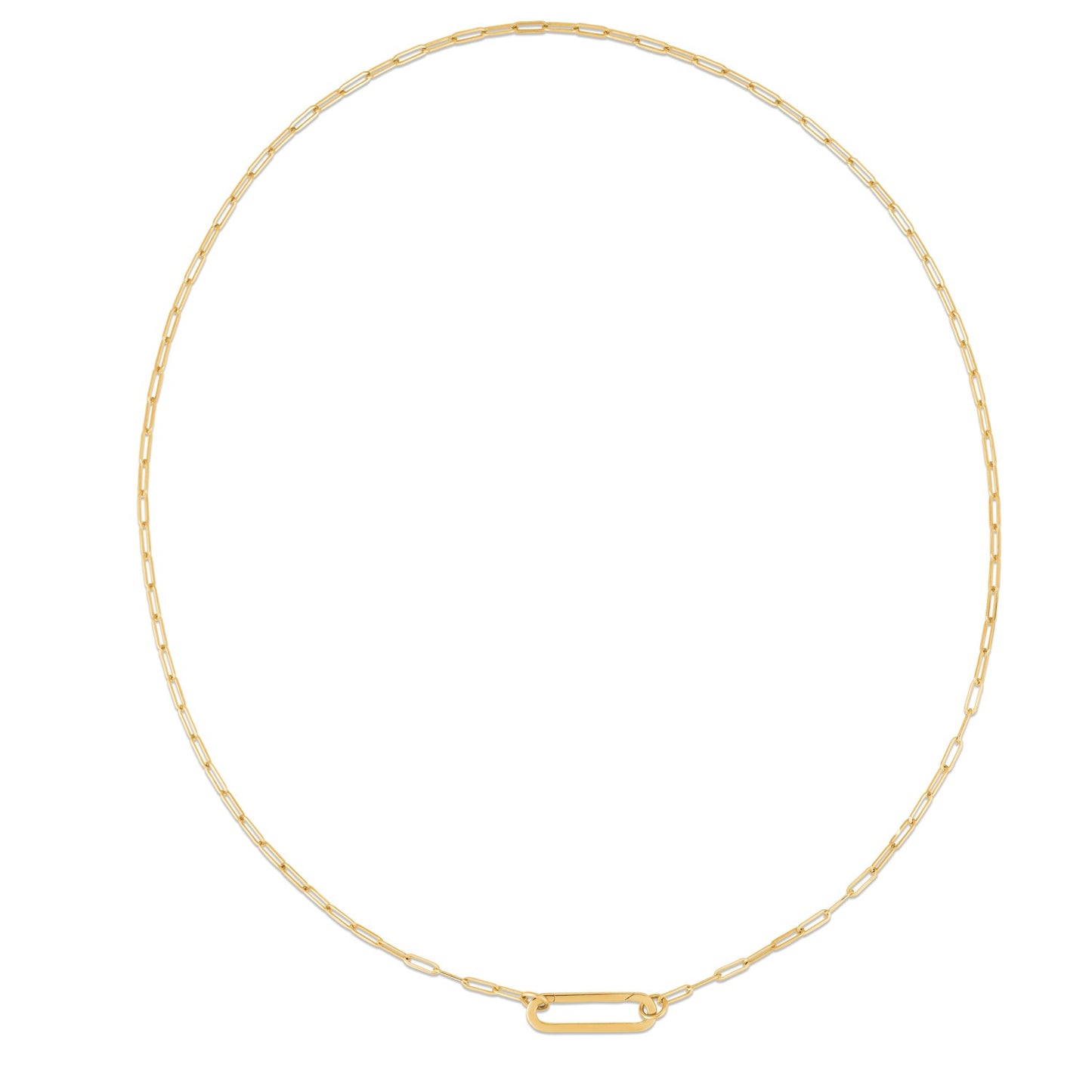 14k Yellow Gold Elongated Link Paperclip Necklace-Teresa&#39;s Fashionista LLC