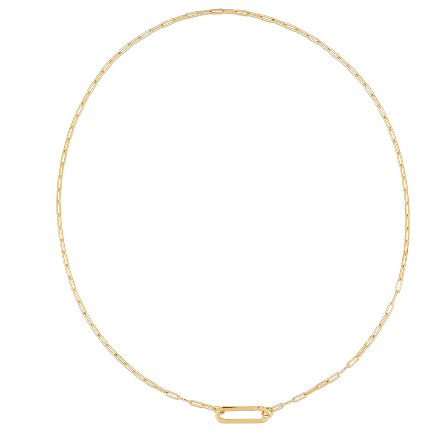 14k Yellow Gold Elongated Link Paperclip Necklace-Teresa&#39;s Fashionista LLC