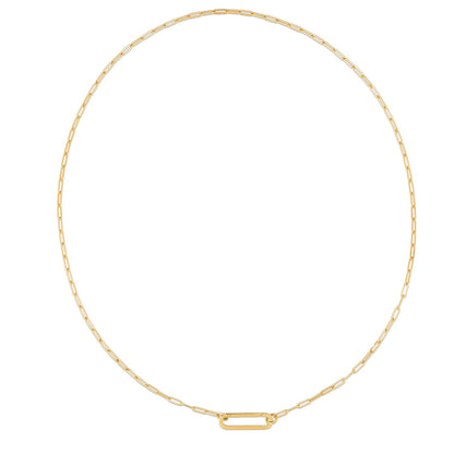 14k Yellow Gold Elongated Link Paperclip Necklace-Teresa&#39;s Fashionista LLC