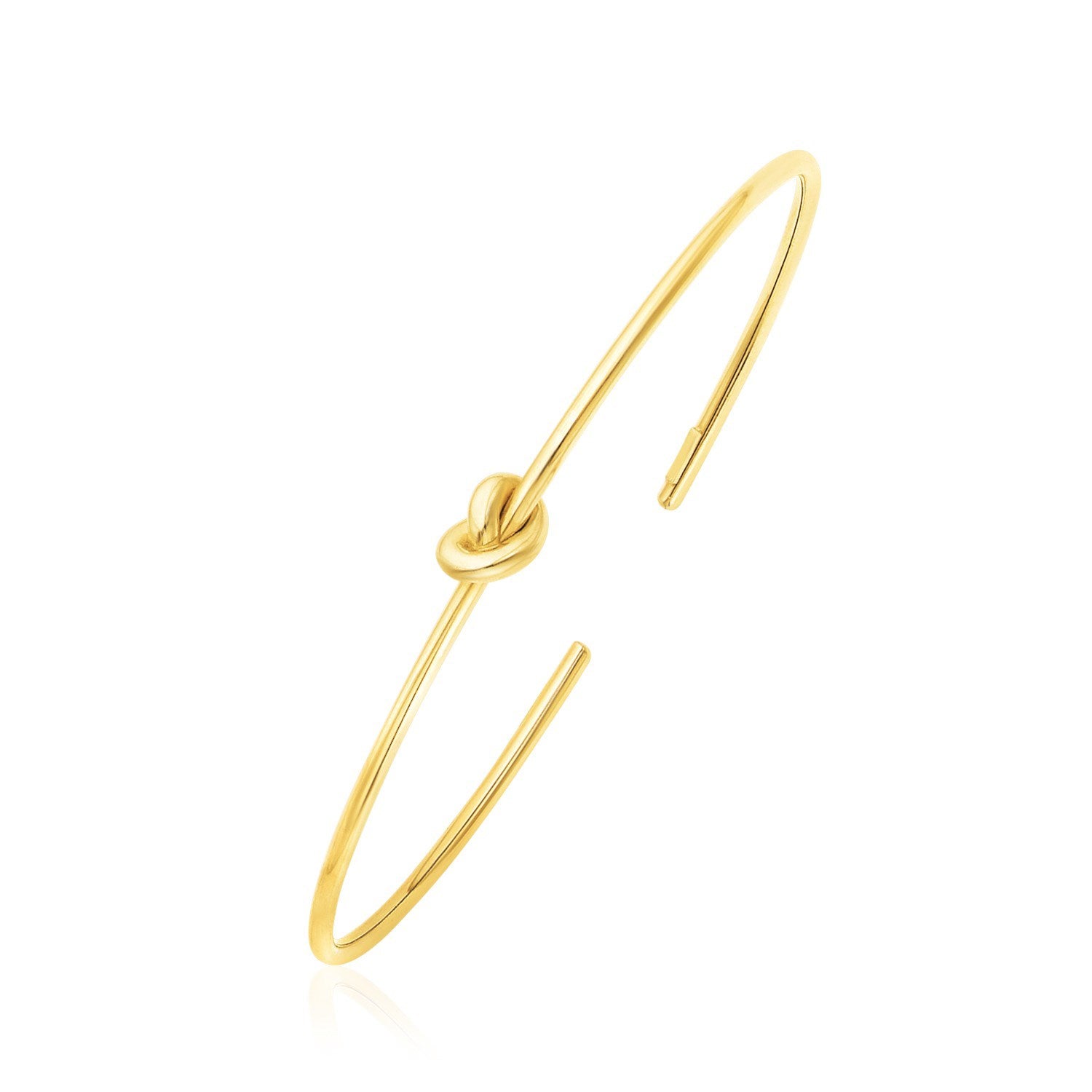 14k Yellow Gold Polished Cuff Bangle with Knot-Teresa&#39;s Fashionista LLC