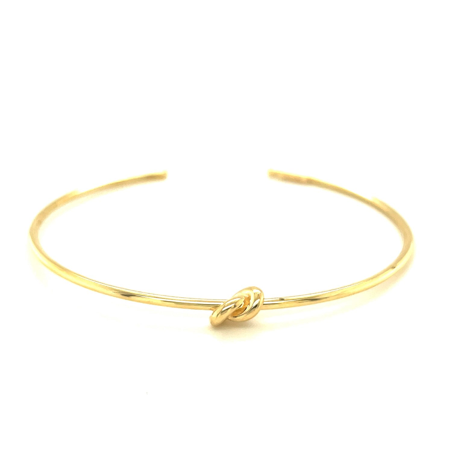 14k Yellow Gold Polished Cuff Bangle with Knot-Teresa&#39;s Fashionista LLC