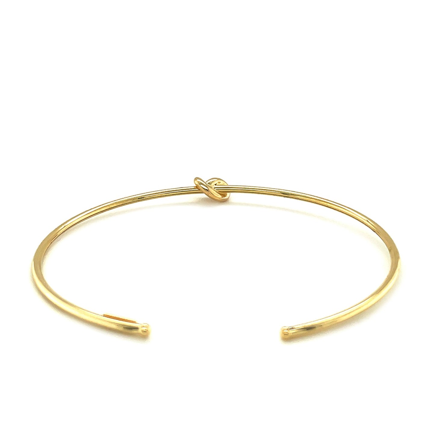 14k Yellow Gold Polished Cuff Bangle with Knot-Teresa&#39;s Fashionista LLC