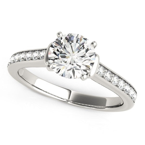 14k White Gold Round Diamond Engagement Ring Band Stones (1 1/8 cttw)-Teresa&#39;s Fashionista LLC