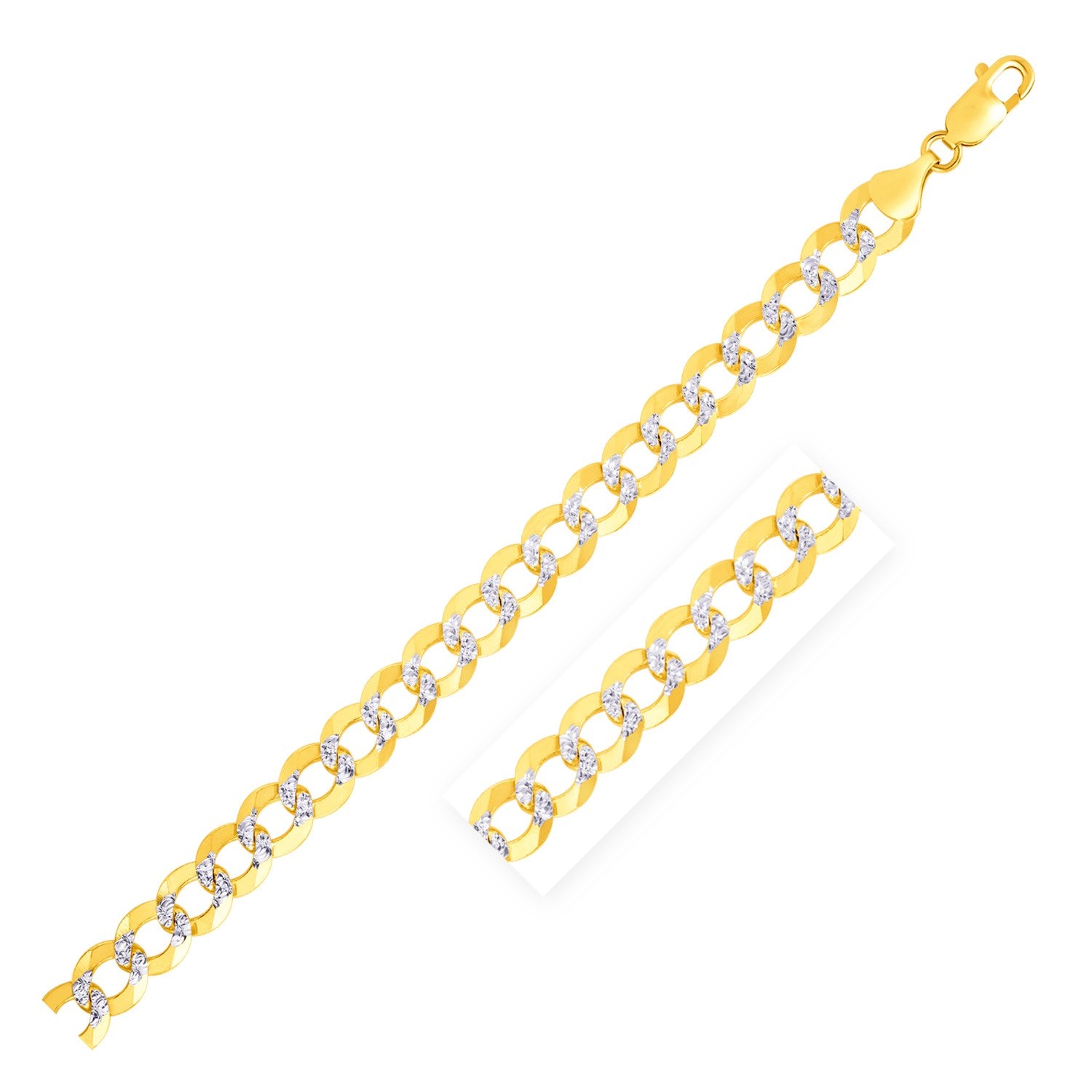 7.0 mm 14k Two Tone Gold Pave Curb Chain-Teresa&#39;s Fashionista LLC