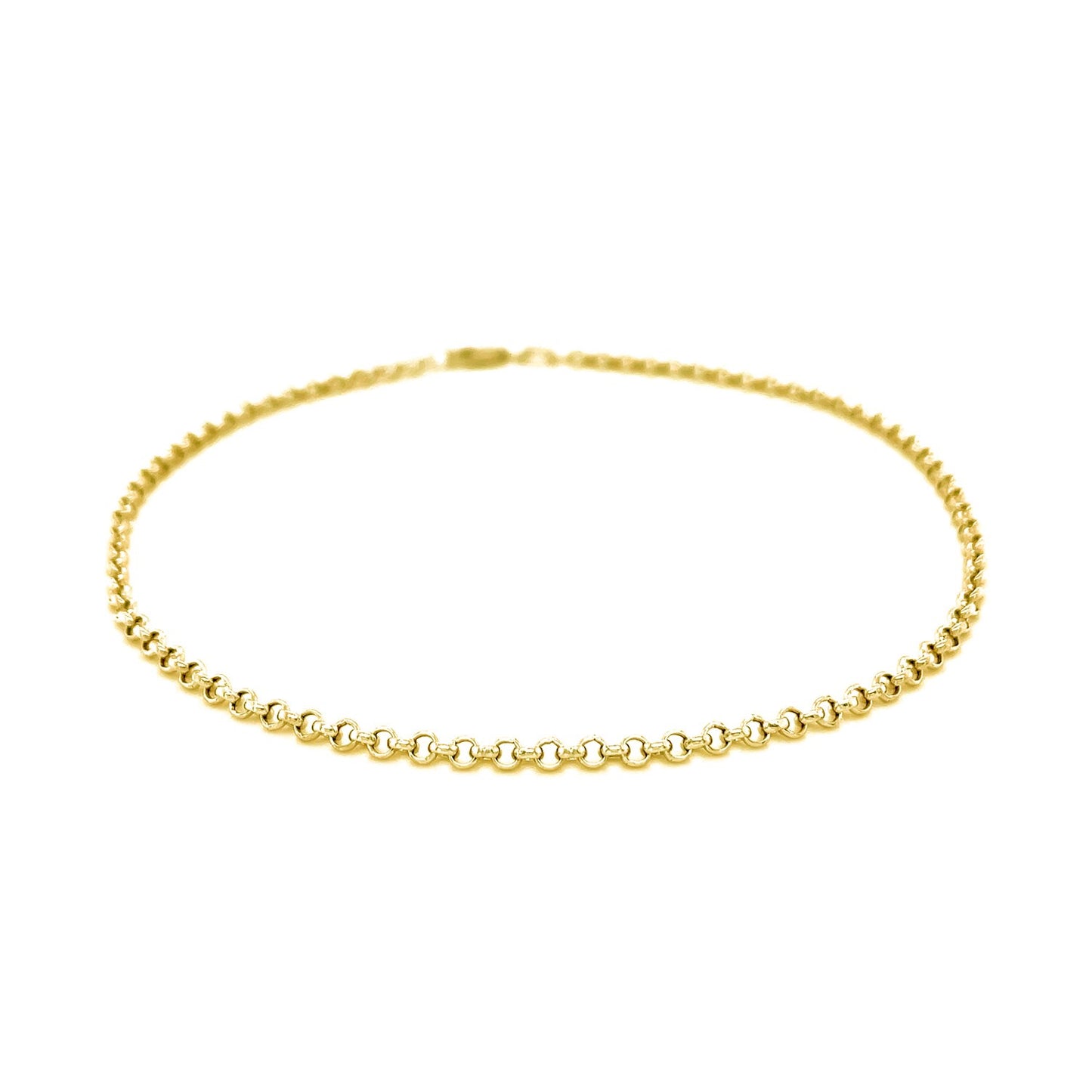 2.3mm 10k Yellow Gold Rolo Anklet-Teresa&#39;s Fashionista LLC