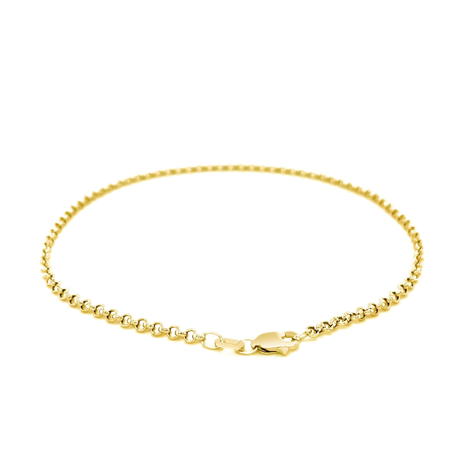 2.3mm 10k Yellow Gold Rolo Anklet-Teresa&#39;s Fashionista LLC