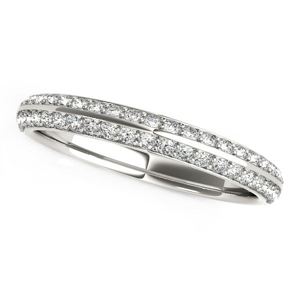 14k White Gold Two-Row Pave Set Diamond Wedding Band (1/4 cttw)-Teresa&#39;s Fashionista LLC