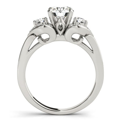 14k White Gold 3 Stone Diamond Engagement Antique Style Ring (1 3/8 cttw)-Teresa&#39;s Fashionista LLC