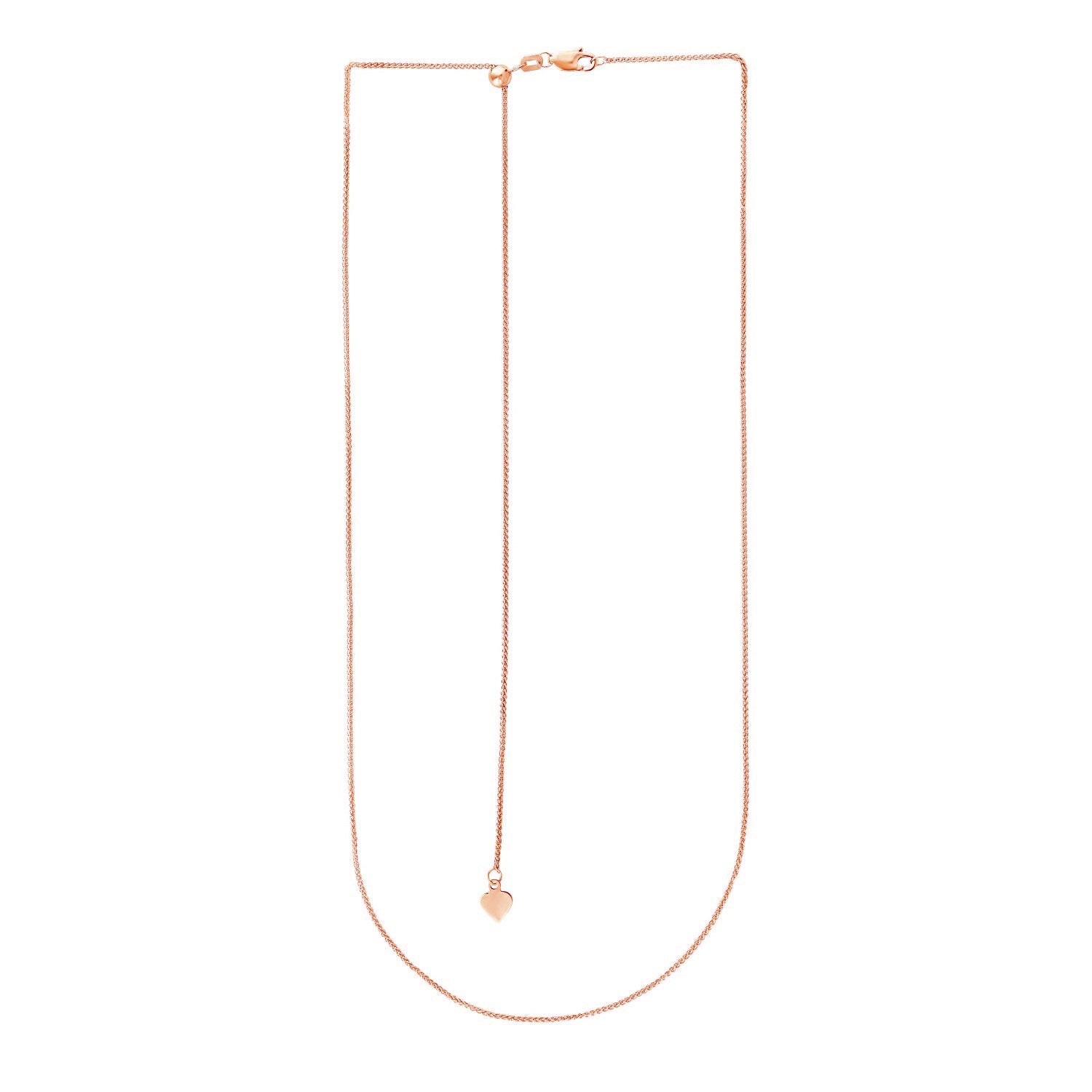 14k Rose Gold Adjustable Wheat Chain 1.0mm-Teresa&#39;s Fashionista LLC