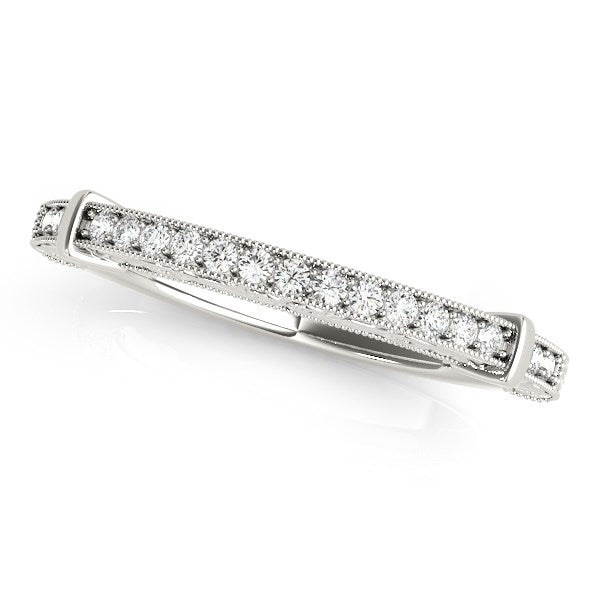 14k White Gold Bead Border Modern Wedding Band (1/8 cttw)-Teresa&#39;s Fashionista LLC