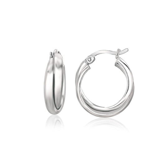 Sterling Silver Dual Round Entwined Hoop Earrings-Teresa&#39;s Fashionista LLC