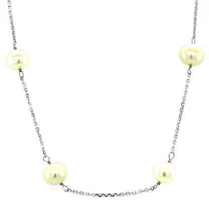 14k White Gold Necklace with White Pearls-Teresa&#39;s Fashionista LLC