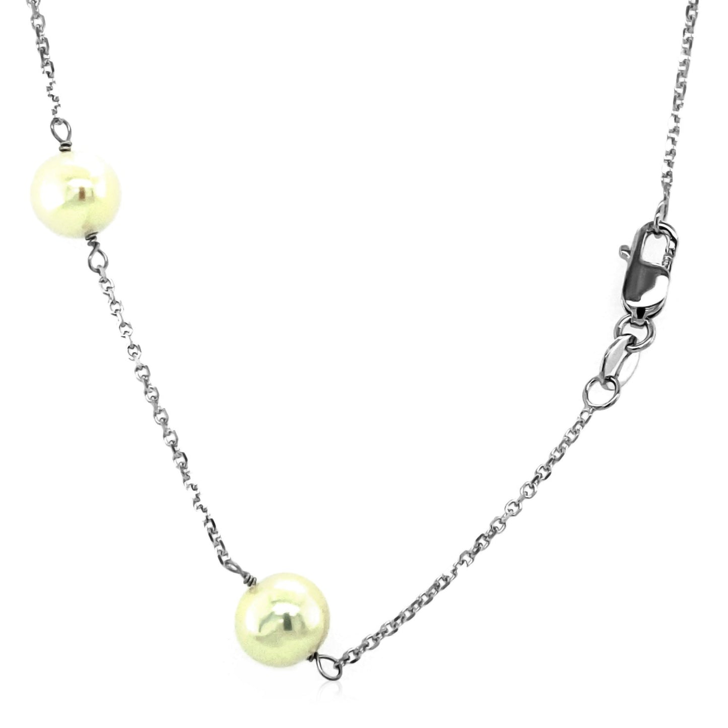 14k White Gold Necklace with White Pearls-Teresa&#39;s Fashionista LLC