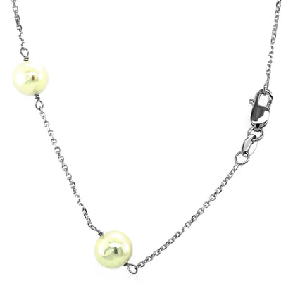 14k White Gold Necklace with White Pearls-Teresa&#39;s Fashionista LLC