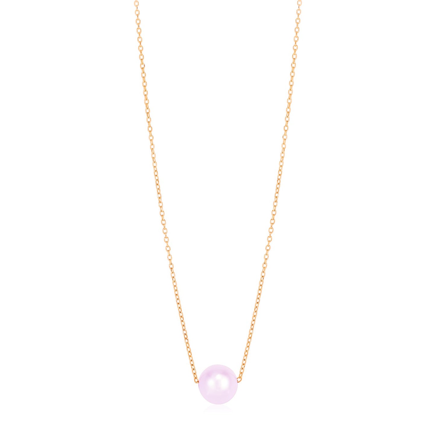 14k Rose Gold Pearl Solitaire Necklace-Teresa&#39;s Fashionista LLC