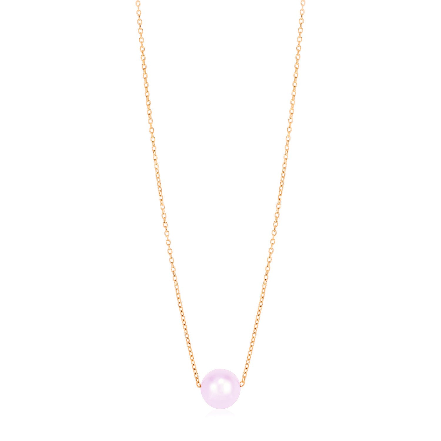 14k Rose Gold Pearl Solitaire Necklace-Teresa&#39;s Fashionista LLC