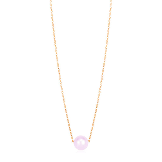 14k Rose Gold Pearl Solitaire Necklace-Teresa&#39;s Fashionista LLC