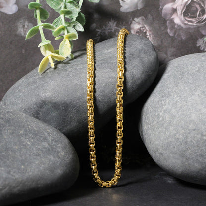 3.4mm 14k Yellow Gold Round Box Chain-Teresa&#39;s Fashionista LLC