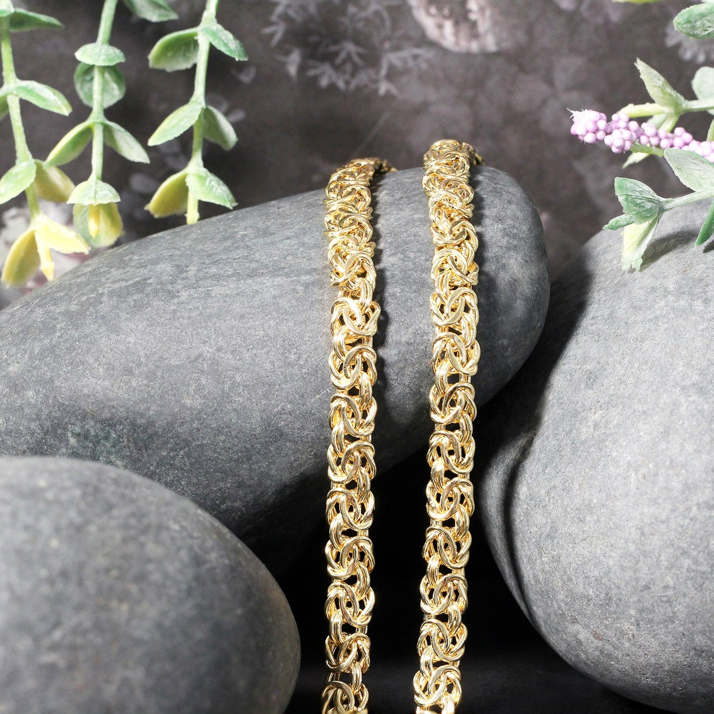 14k Yellow Gold Fancy Byzantine Chain Necklace-Teresa&#39;s Fashionista LLC