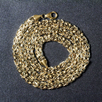 14k Yellow Gold Fancy Byzantine Chain Necklace-Teresa&#39;s Fashionista LLC