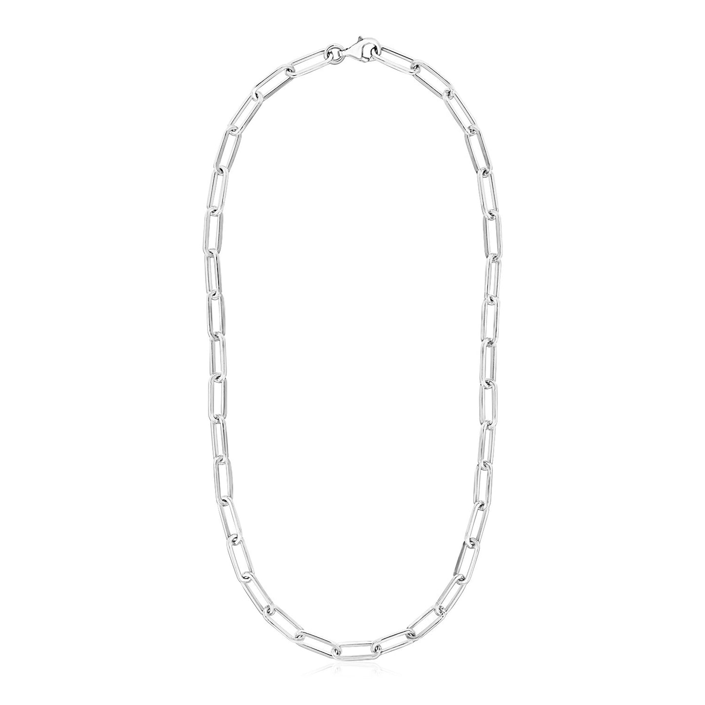 Sterling Silver Paperclip Chain Necklace-Teresa&#39;s Fashionista LLC