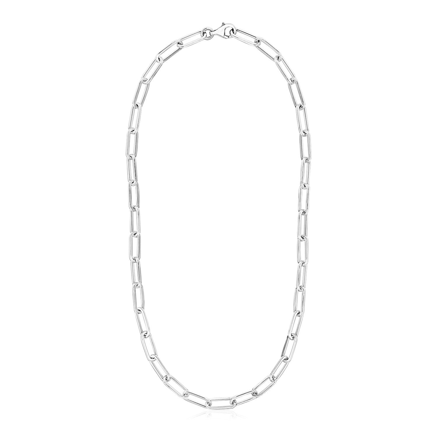 Sterling Silver Paperclip Chain Necklace-Teresa&#39;s Fashionista LLC