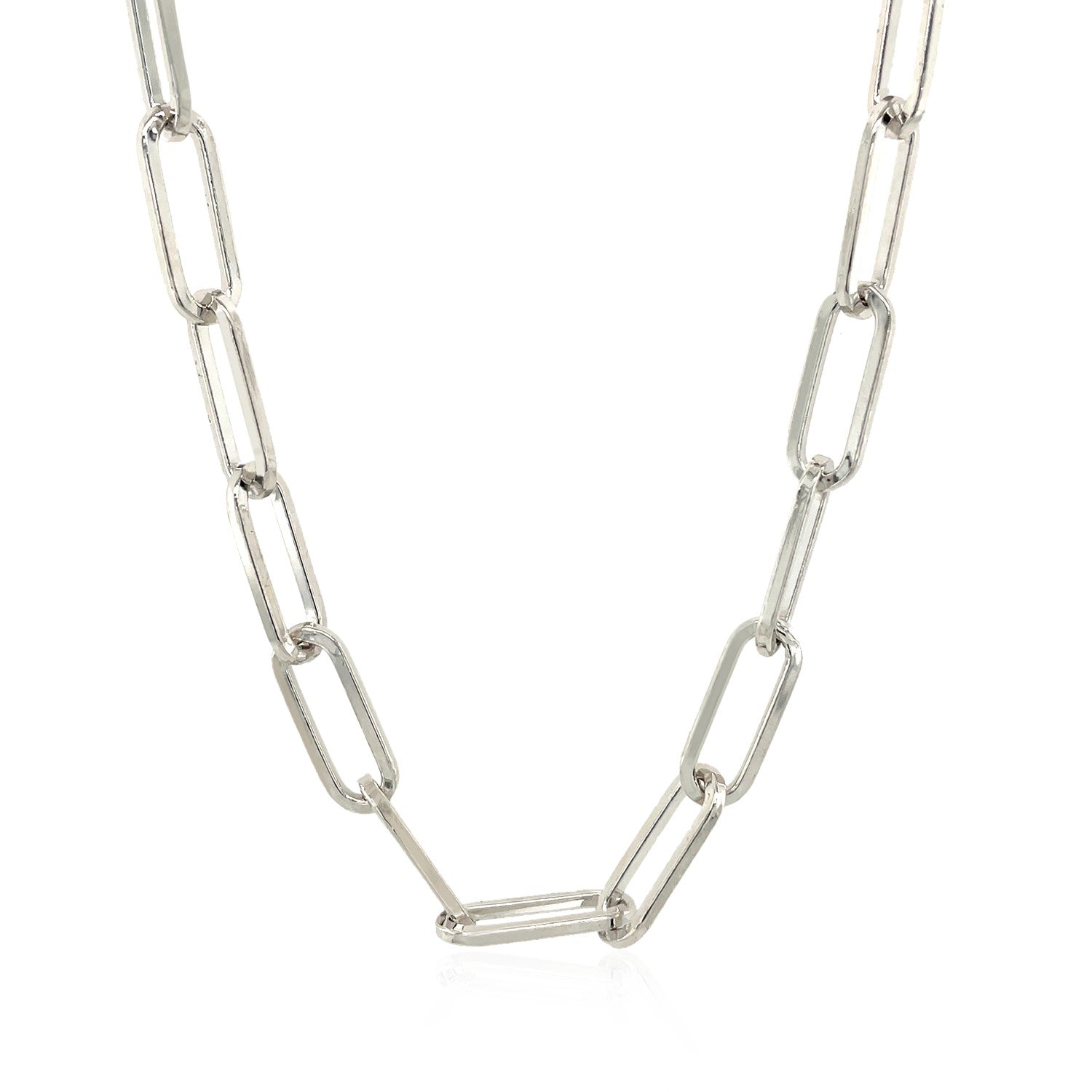 Sterling Silver Paperclip Chain Necklace-Teresa&#39;s Fashionista LLC