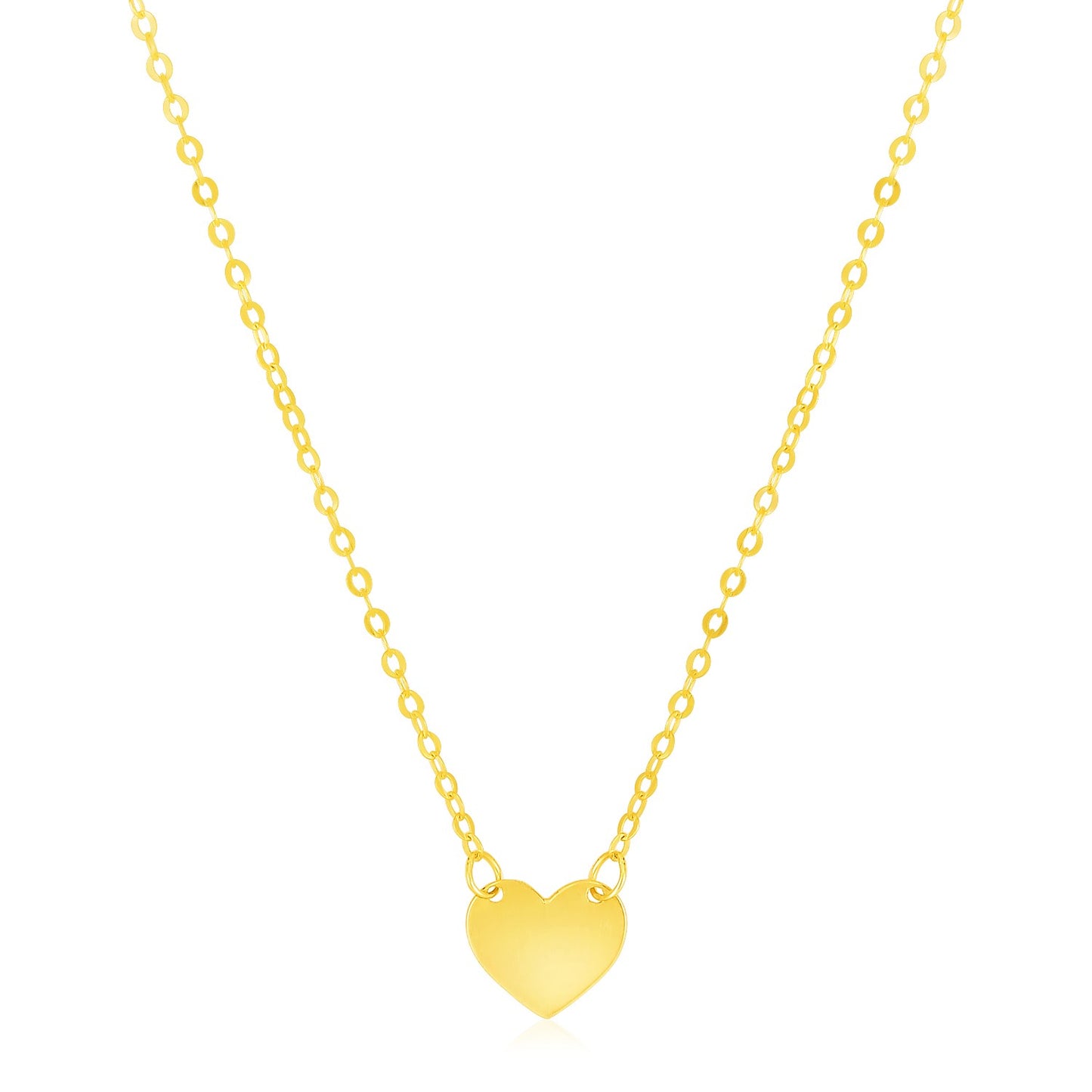 14k Yellow Gold Polished Mini Heart Necklace-Teresa&#39;s Fashionista LLC