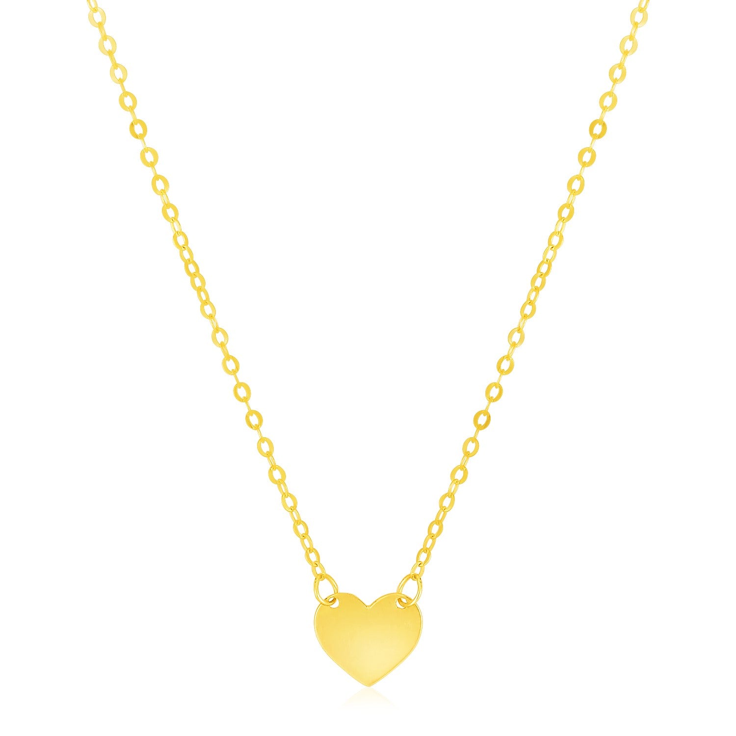 14k Yellow Gold Polished Mini Heart Necklace-Teresa&#39;s Fashionista LLC