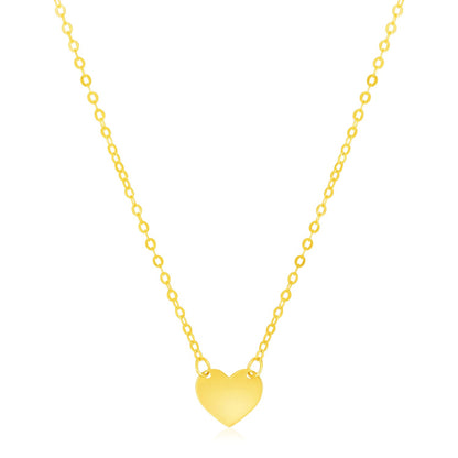 14k Yellow Gold Polished Mini Heart Necklace-Teresa&#39;s Fashionista LLC