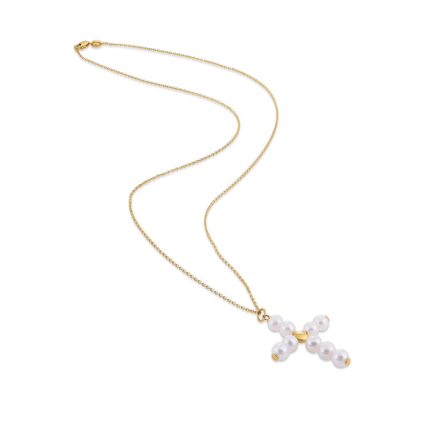 14k Yellow Gold Pearl Cross Pendant-Teresa&#39;s Fashionista LLC