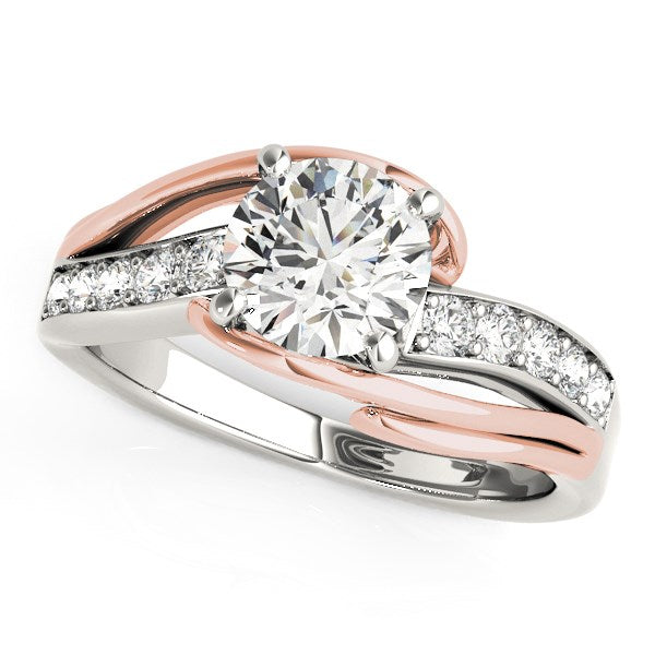 14k White And Rose Gold Bypass Shank Diamond Engagement Ring (1 1/8 cttw)-Teresa&#39;s Fashionista LLC