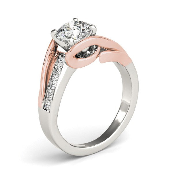 14k White And Rose Gold Bypass Shank Diamond Engagement Ring (1 1/8 cttw)-Teresa&#39;s Fashionista LLC