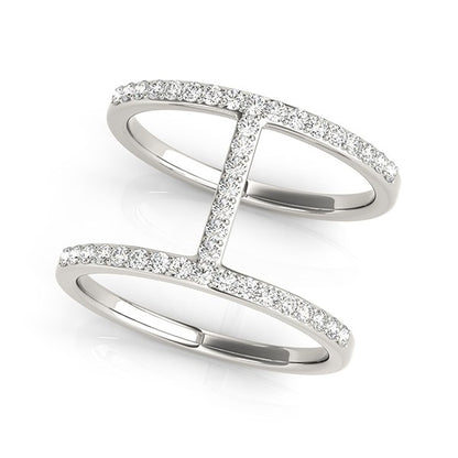 14k White Gold Dual Band Bridge Style Diamond Ring (3/8 cttw)-Teresa&#39;s Fashionista LLC