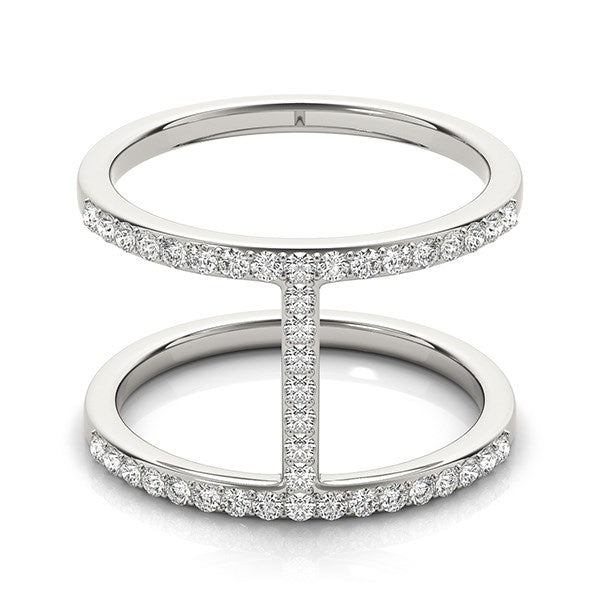 14k White Gold Dual Band Bridge Style Diamond Ring (3/8 cttw)-Teresa&#39;s Fashionista LLC