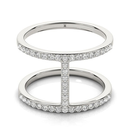 14k White Gold Dual Band Bridge Style Diamond Ring (3/8 cttw)-Teresa&#39;s Fashionista LLC